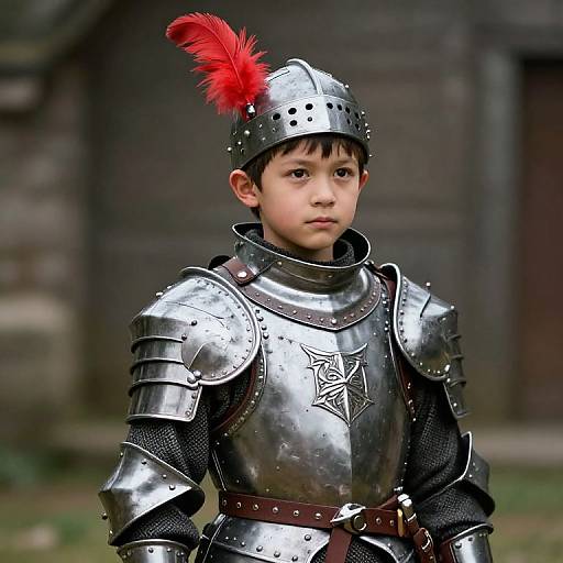 Young Boy in Medieval Armor