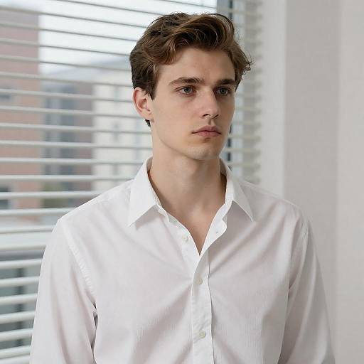 Serious Portrait of a Young Man Indoors