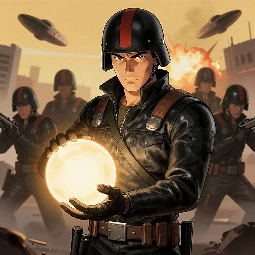 Epic Comic-Style Soldier in Chaos