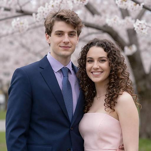 Romantic Couple Among Cherry Blossoms
