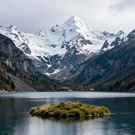 Serene Snow-Capped Lake Landscape