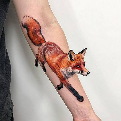 Dynamic Watercolor Fox Tattoo Design