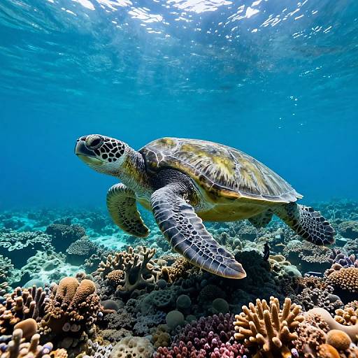 Graceful Green Sea Turtle Underwater