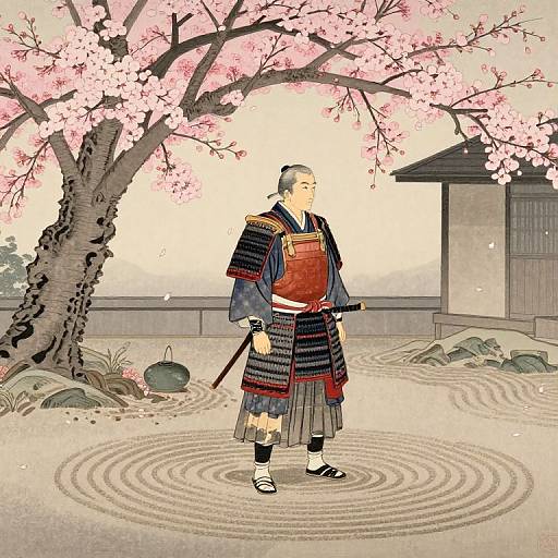 Elder Samurai in Zen Garden