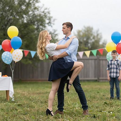 Joyful Outdoor Dance of Young Couple