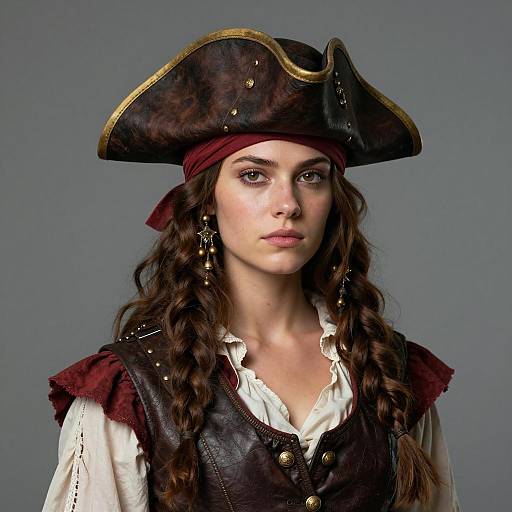 Young Woman in Budget Pirate Costume
