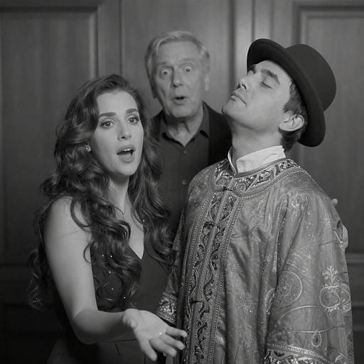 Dramatic Black-and-White Portrait Scene