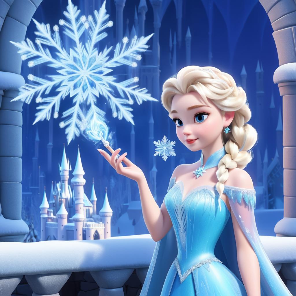 Elsa in Frosty Castle with Pipe