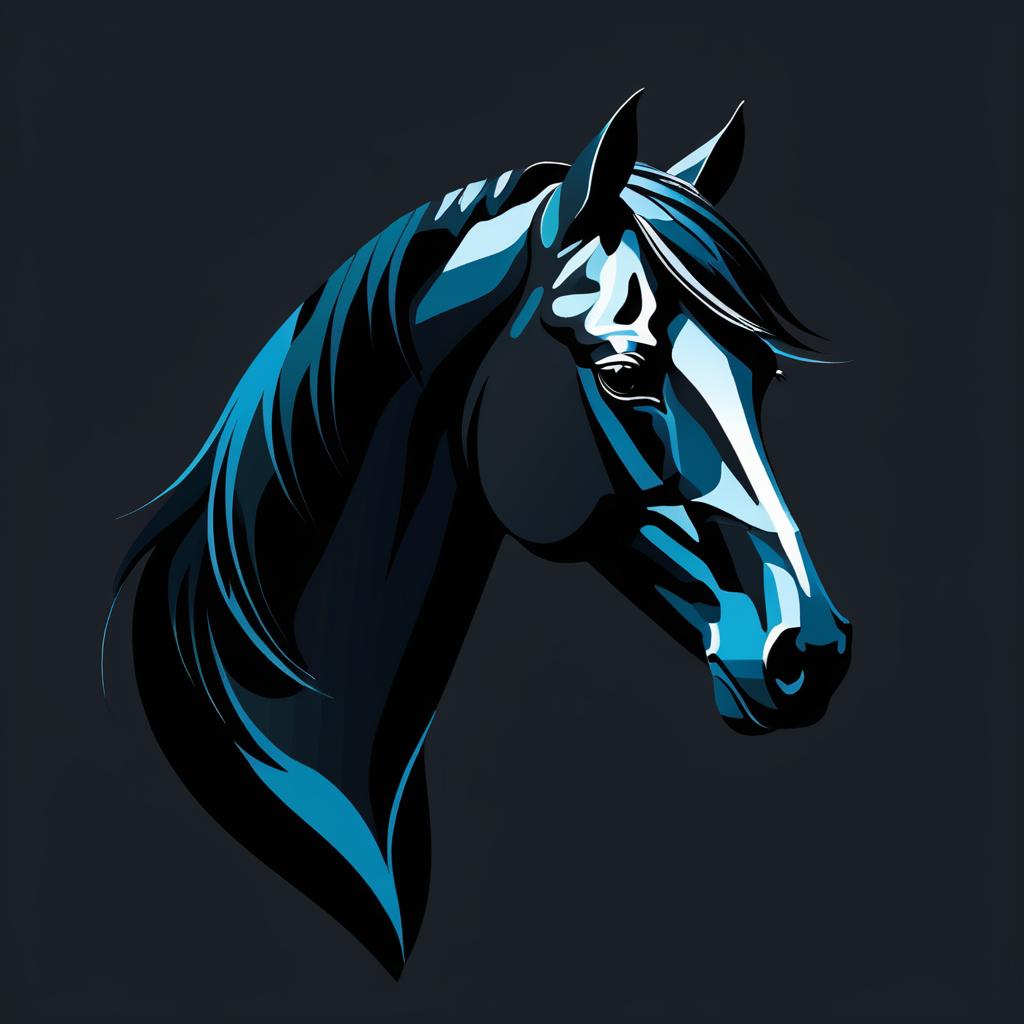 Minimalist Vector Portrait of a Black Horse