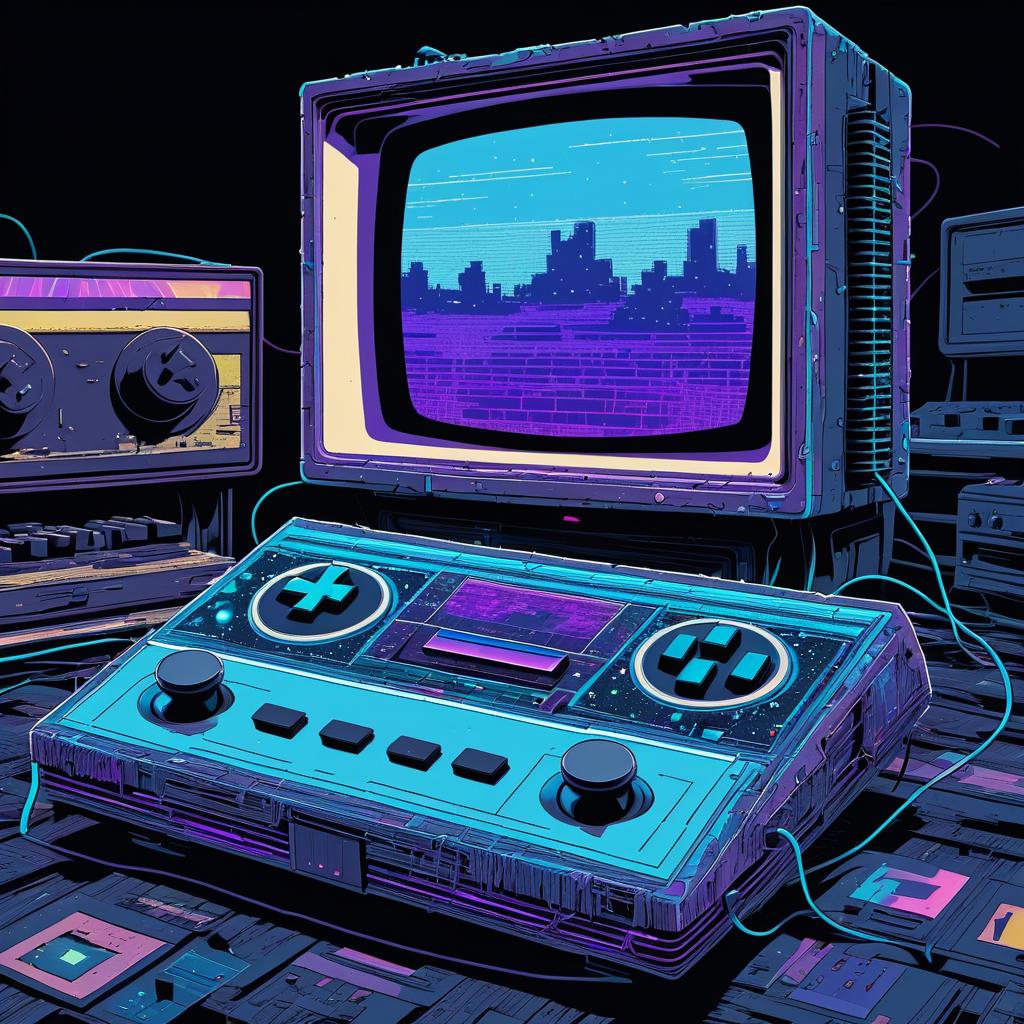 Vintage Console in Grungy Comic Style