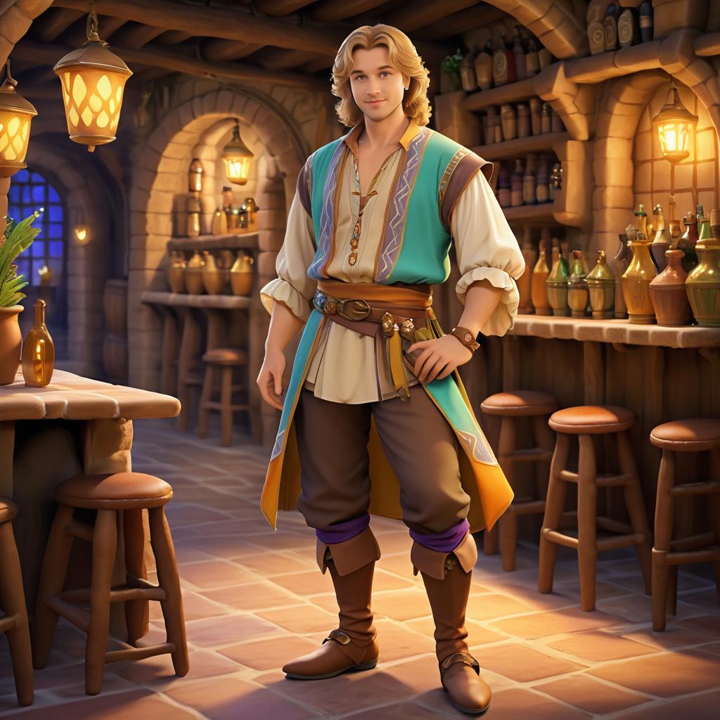 Charming Bard in Lively Tavern Scene