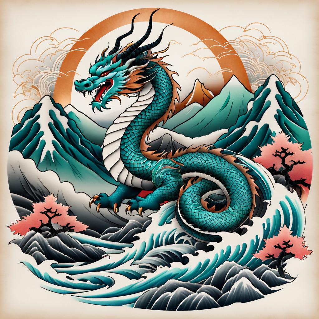 Majestic Dragon Tattoo in Japanese Style