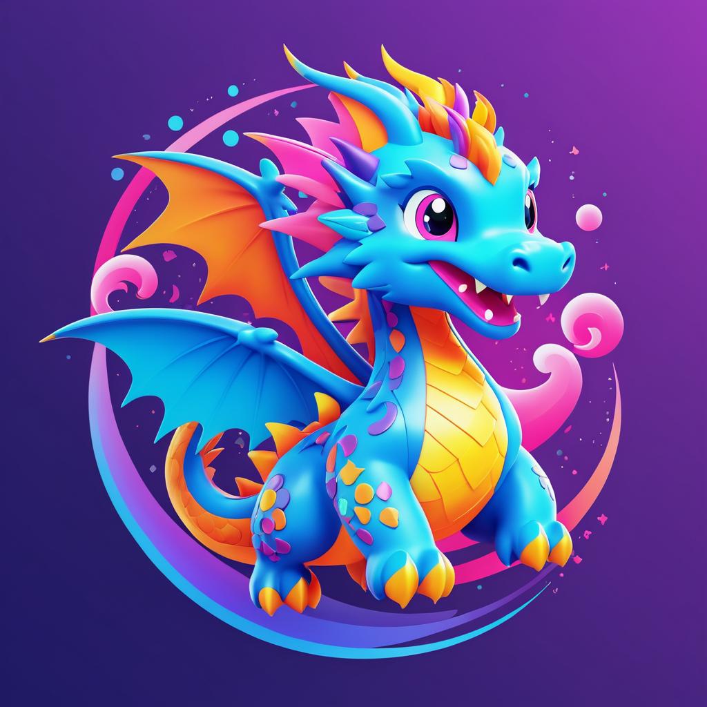 Vibrant Anime Dragon Character Design