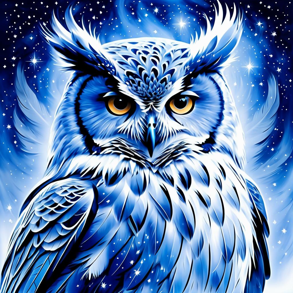 Majestic Owl in Starry Mist