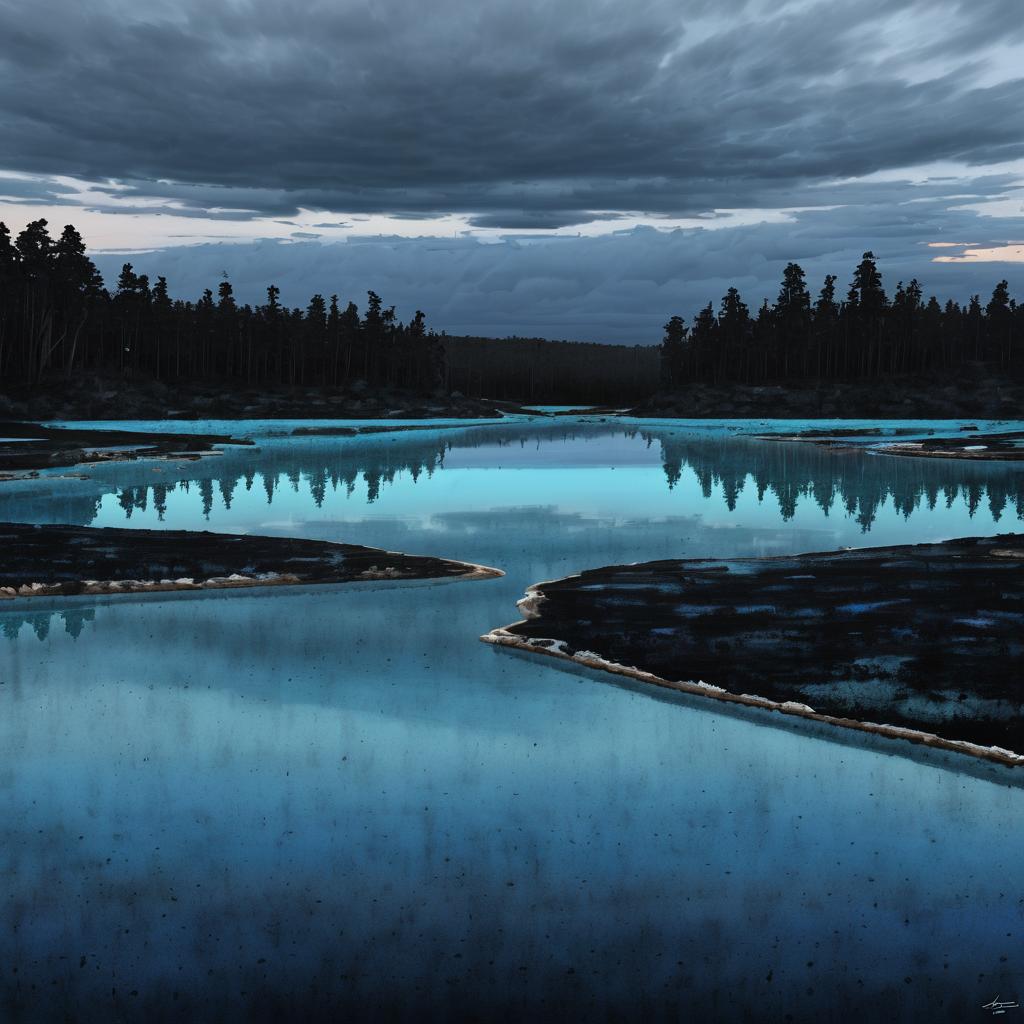 Tranquil Crystal Blue Lagoon at Twilight