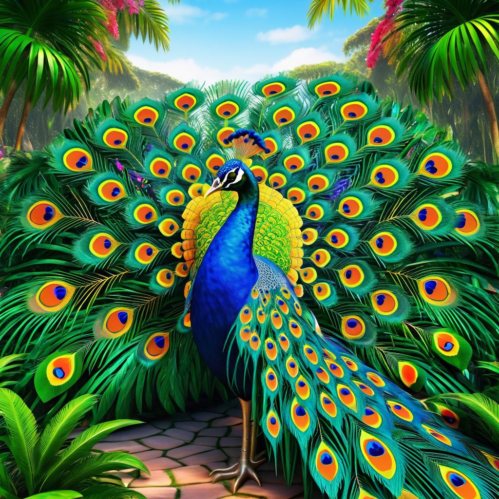 Vibrant Peacock in Exotic Jungle Setting