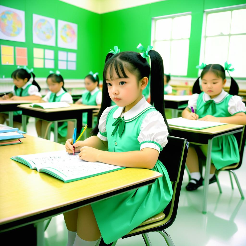 Young Girl in 2005 Canadian Classroom