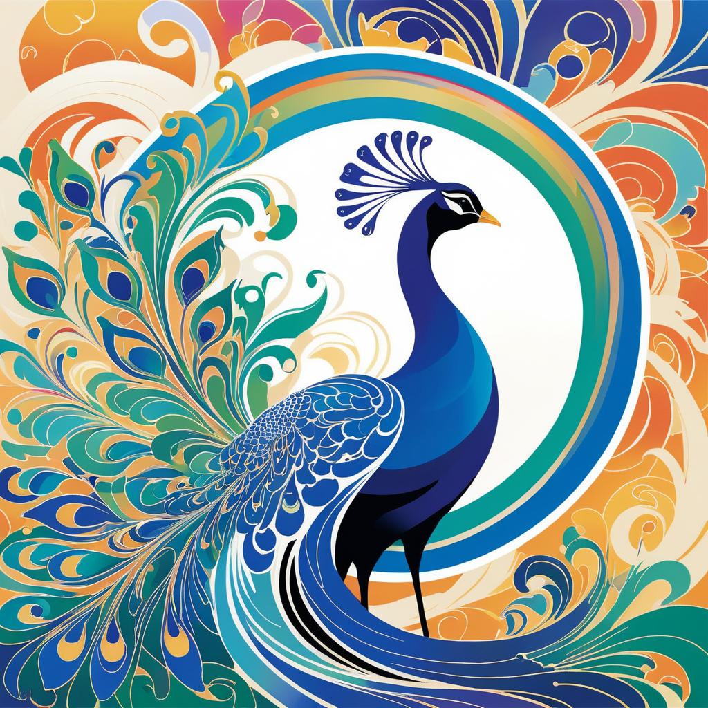 Elegant Peacock and Surreal Clouds Art