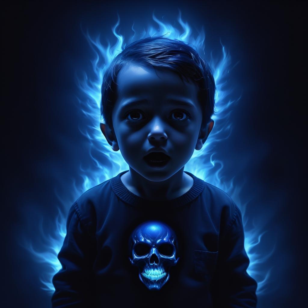 Surreal Dark Portrait of Terrified Child