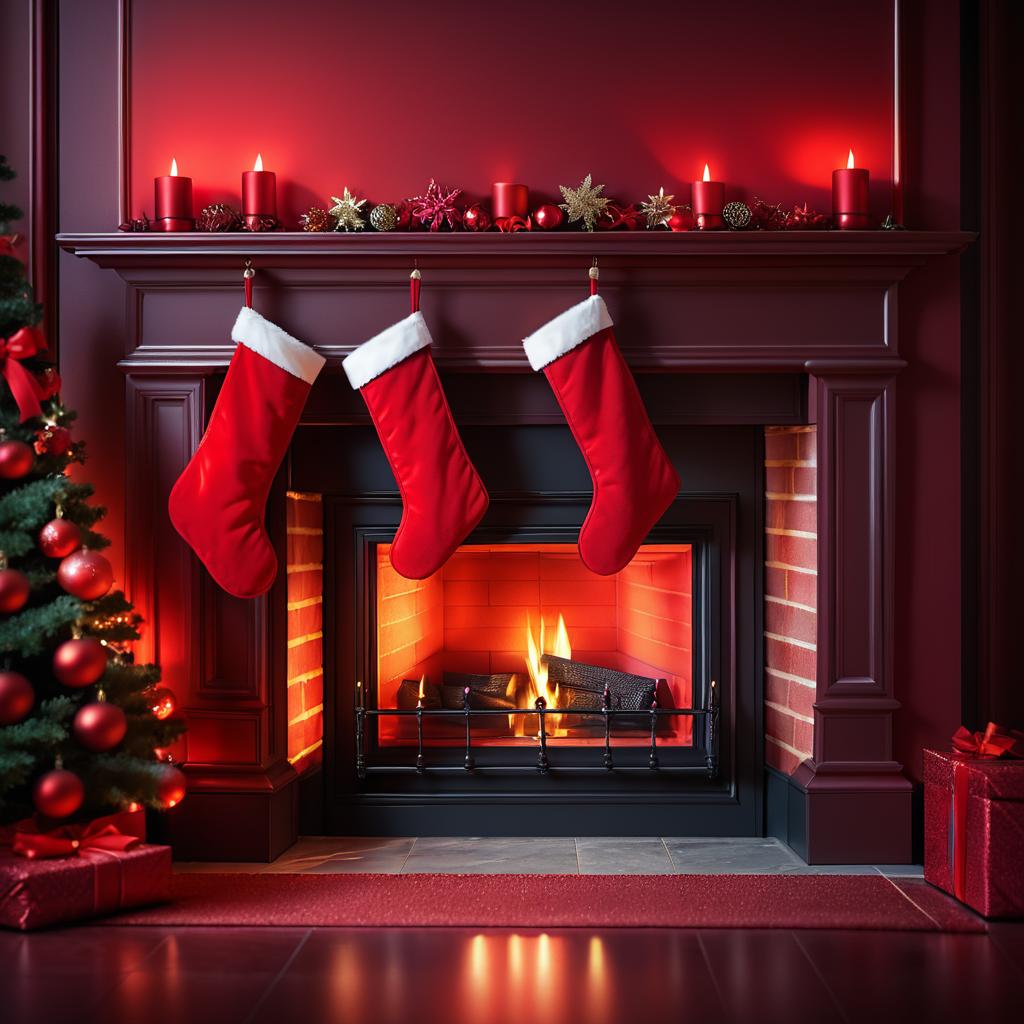 Cozy Fireplace with Holiday Stockings