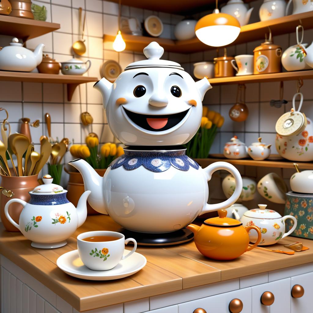 Cozy Kitchen with a Cheerful Teapot