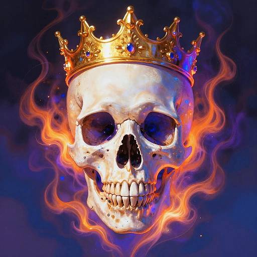 Glowing Skull with Ethereal Flames