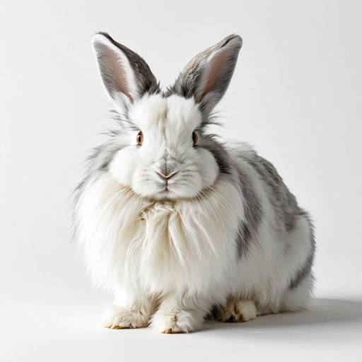 Realistic Angora Rabbit on White Background