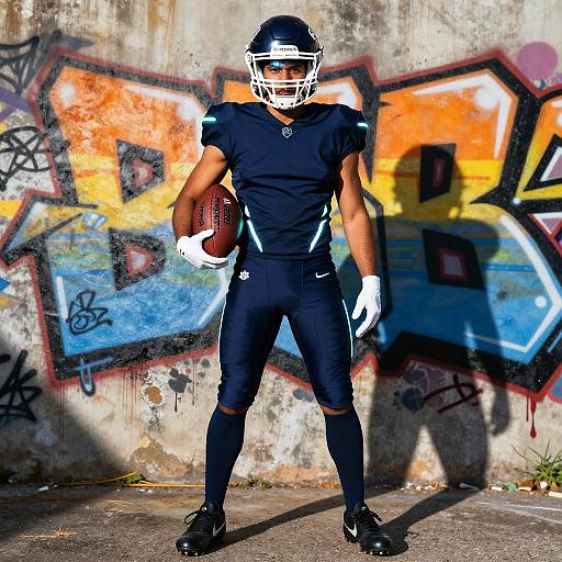 Confident Football Player with Futuristic Gear