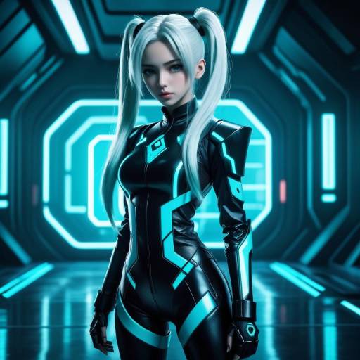 Futuristic Woman in Cyberpunk Suit