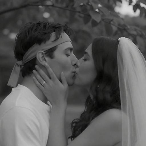 Intimate Black-and-White Kissing Moment