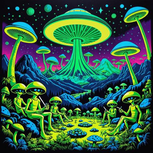 Trippy 70s Alien Landscape Poster Trippy 70s Alien Landscape Poster