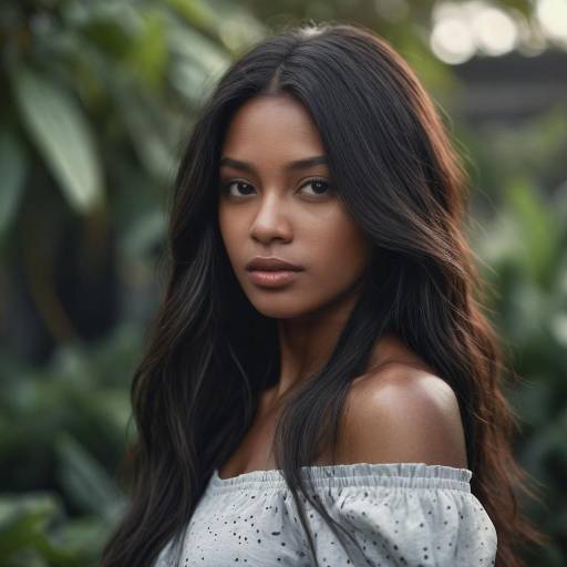 Portrait of Young Woman with Long Black Hair