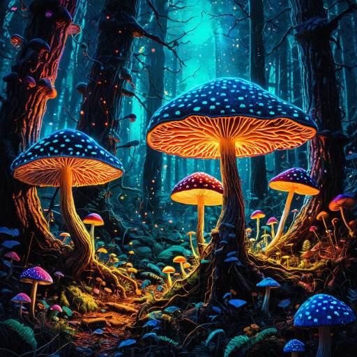 Enchanted Twilight Forest of Magic Mushrooms