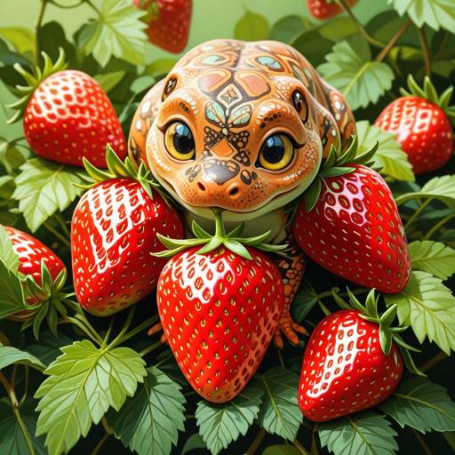 Vivid Orange Salamander on Strawberry Vivid Orange Salamander on Strawberry