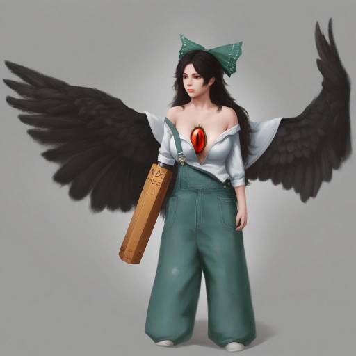 Reiuji Utsuho with Black Wings and Third Eye