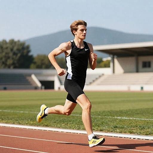 Solo Male Runner in Athletic Gear