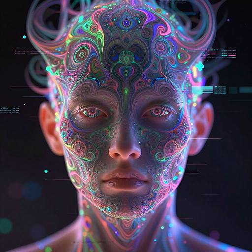 Psychedelic AI Human Face Fractals