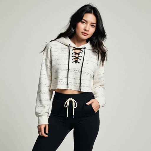 Casual Chic: Woman in Cropped Hoodie