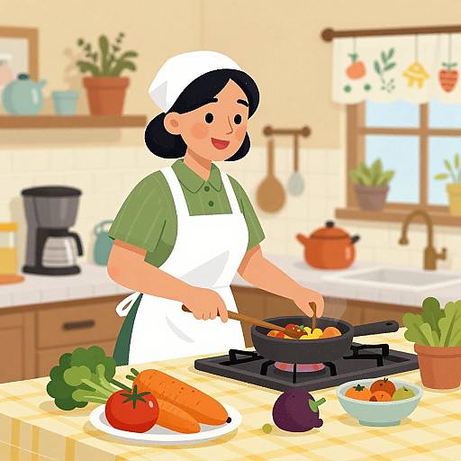 Cheerful Grandmother's Kitchen Scene