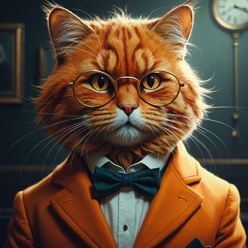 Anthropomorphic Orange Cat in Elegant Suit