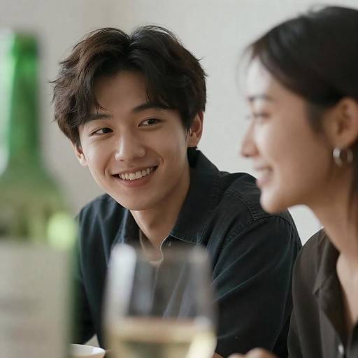 Happy Couple Portrait with Blurred Background