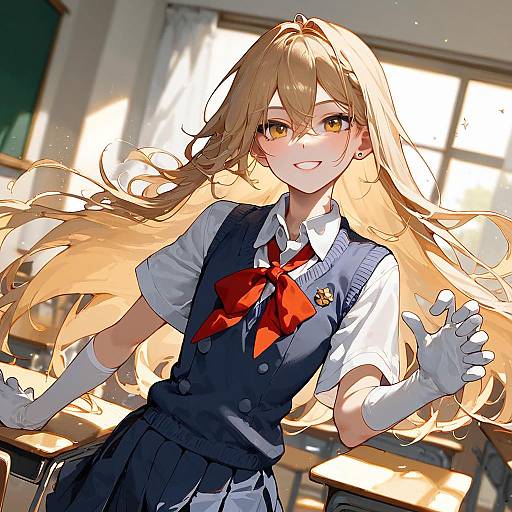 Dynamic Anime Classroom Pose