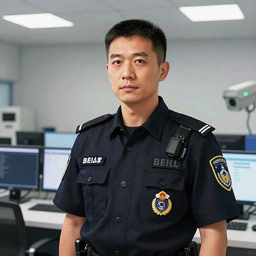 Security Guard in Control Room Portrait