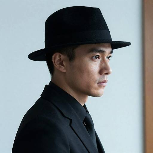 Intense Profile of a Man in Suit