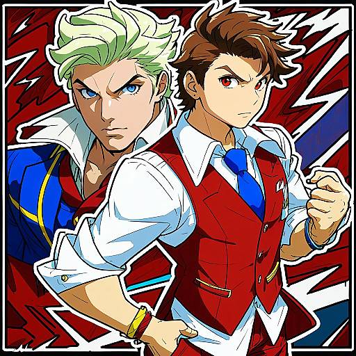 Illustration of Apollo justice, ace attorney in the style of Sw (taco)