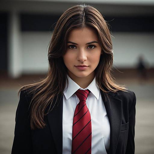 Young Woman in Mafia Boss Costume