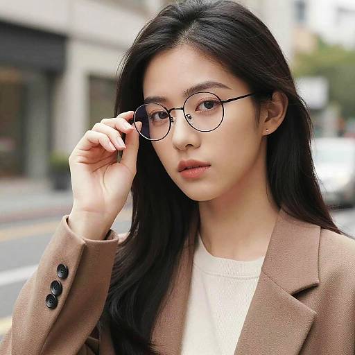 Stylish Asian Girl with Glasses