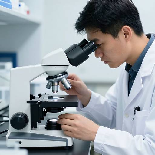 Doctor Examining Slide in Lab