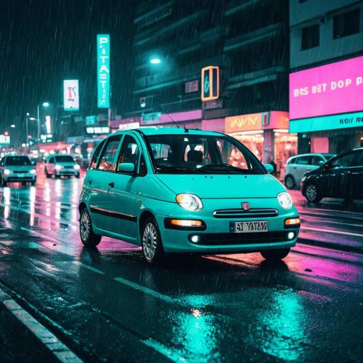 Fiat Multipla in Neon City Rain