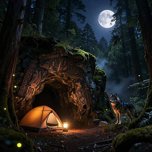 Mythical Nightscape in Redwood Forest